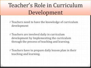teacher involvement in curriculum development
