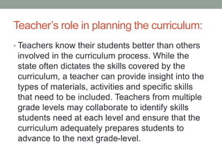 Role Of Teacher In Curriculum Implementation