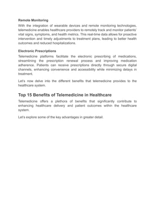 Role of Telemedicine in the Healthcare Industry | PDF