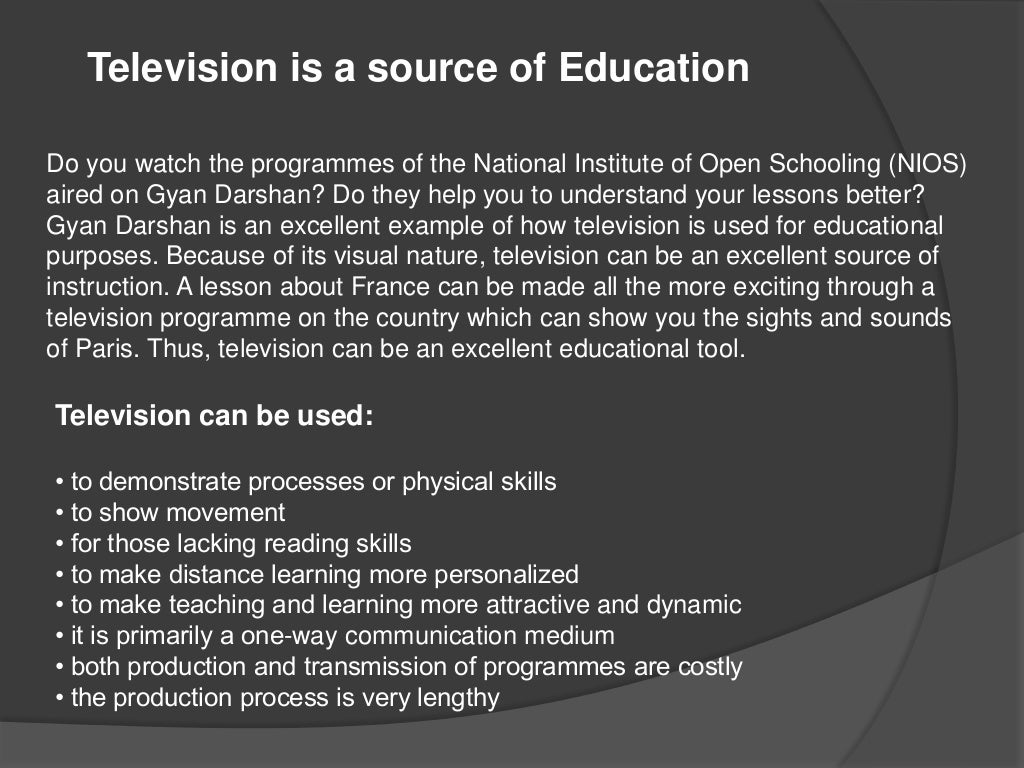 Role of Television as a Mass Medium