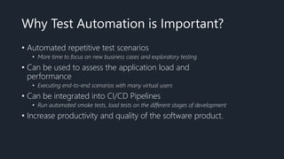 Role of Test Automation in Modern Software Delivery Pipelines | PPTX