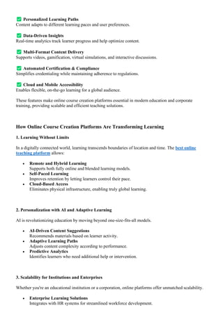 Role of the Best Online Course Creation Platform for Educators in ...