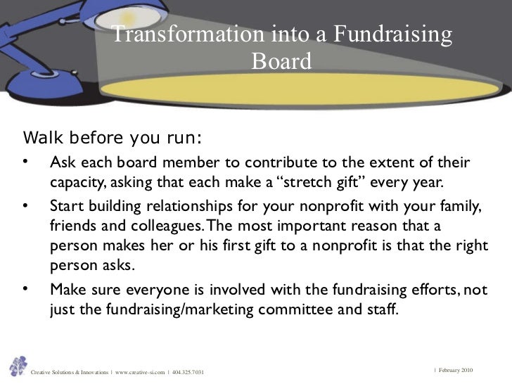 Role of the board & successful fundraising techniques