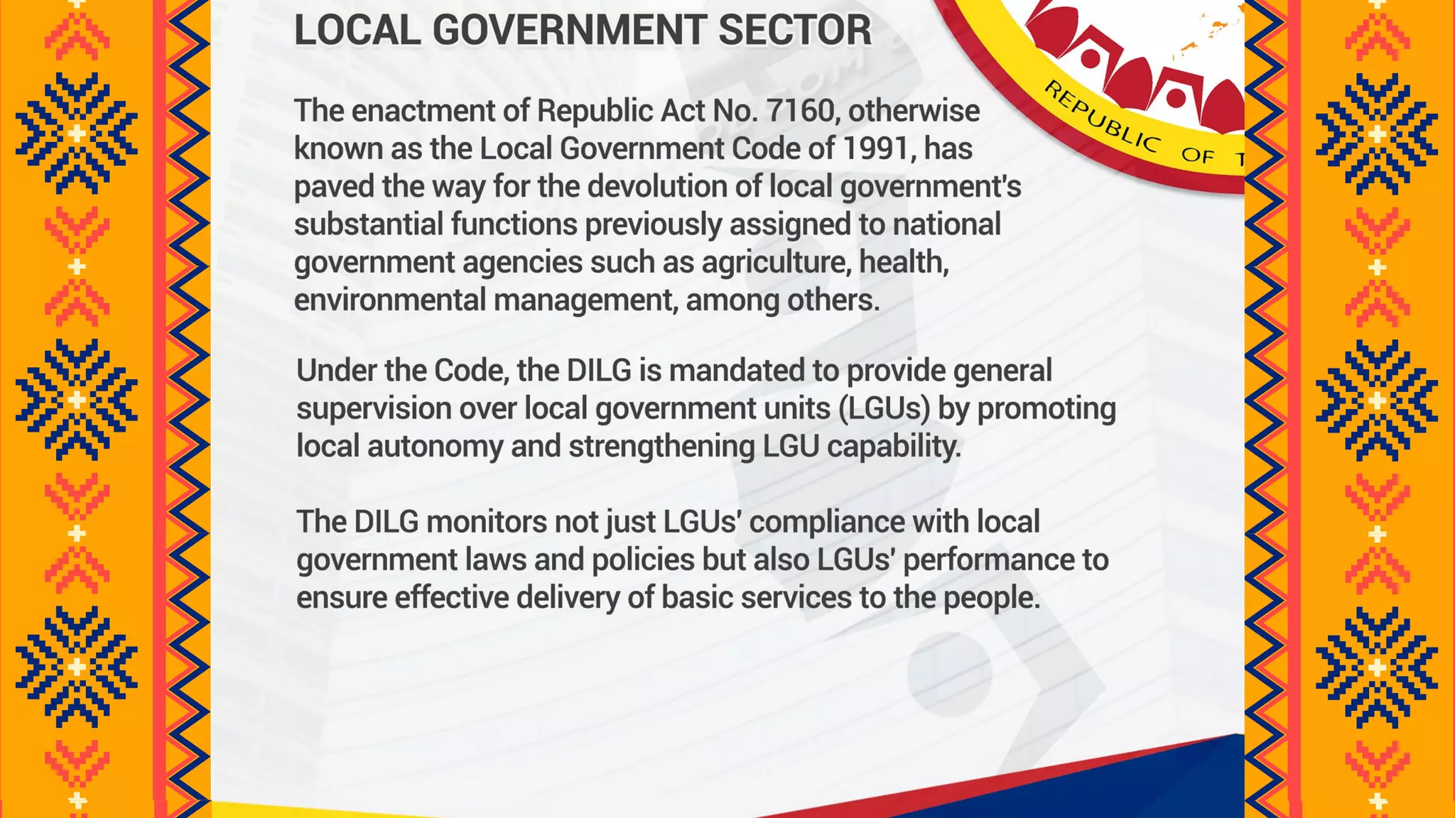 Role of the Department of Interior and Local Government in Local ...
