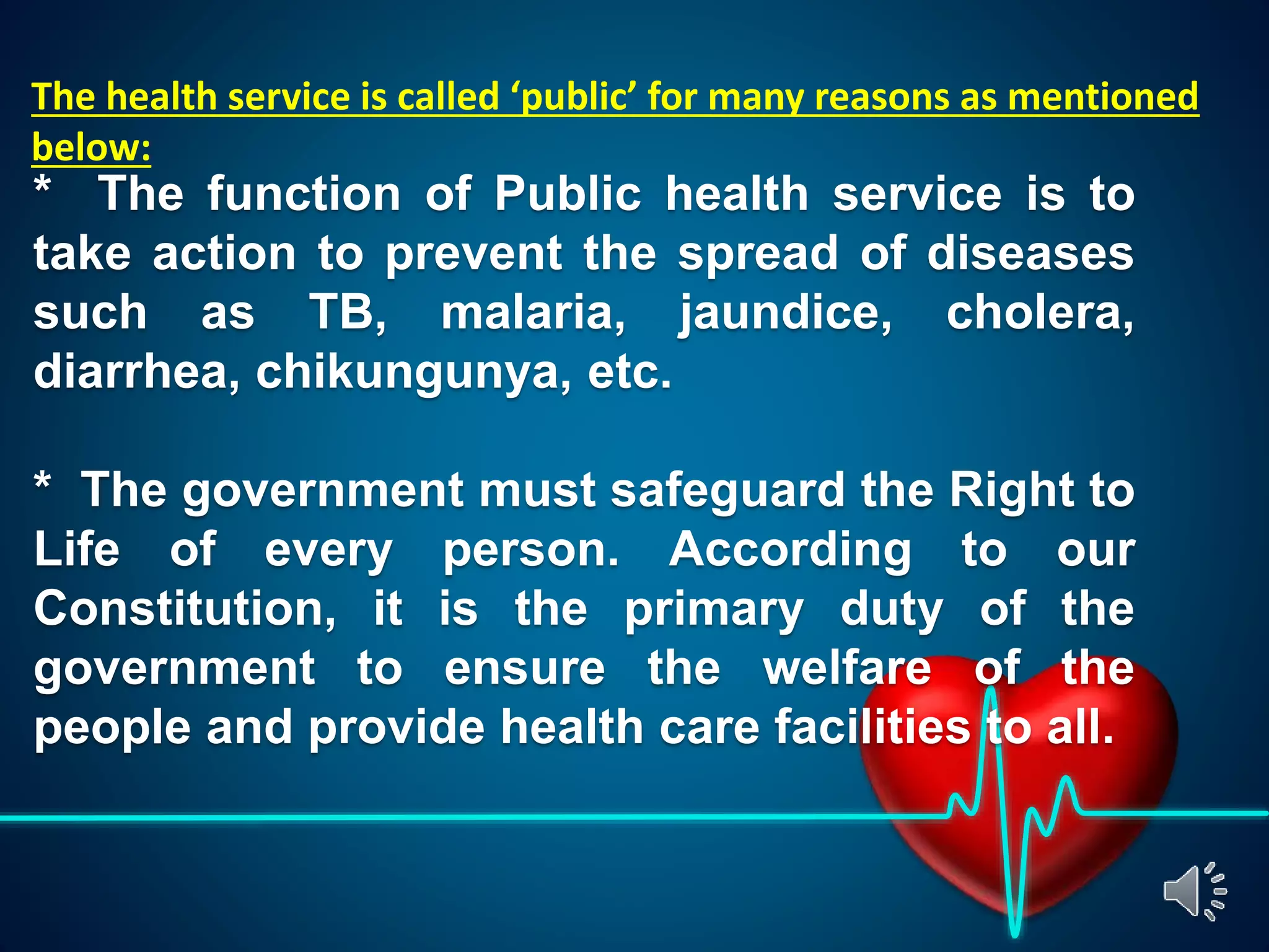Role of the govt. in health class 7th civics | PPTX