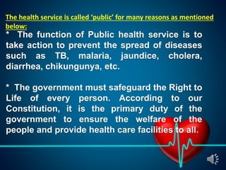 Role of the govt. in health class 7th civics | PPTX