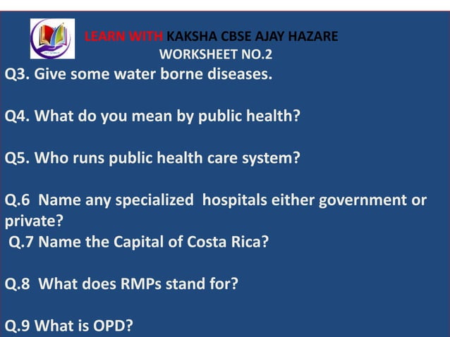 Role of the govt. in health class 7th civics | PPTX | Infectious ...