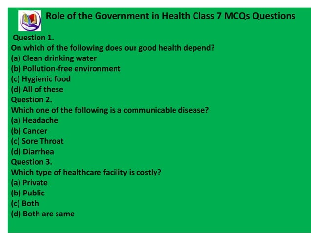 Role of the govt. in health class 7th civics | PPTX | Infectious ...
