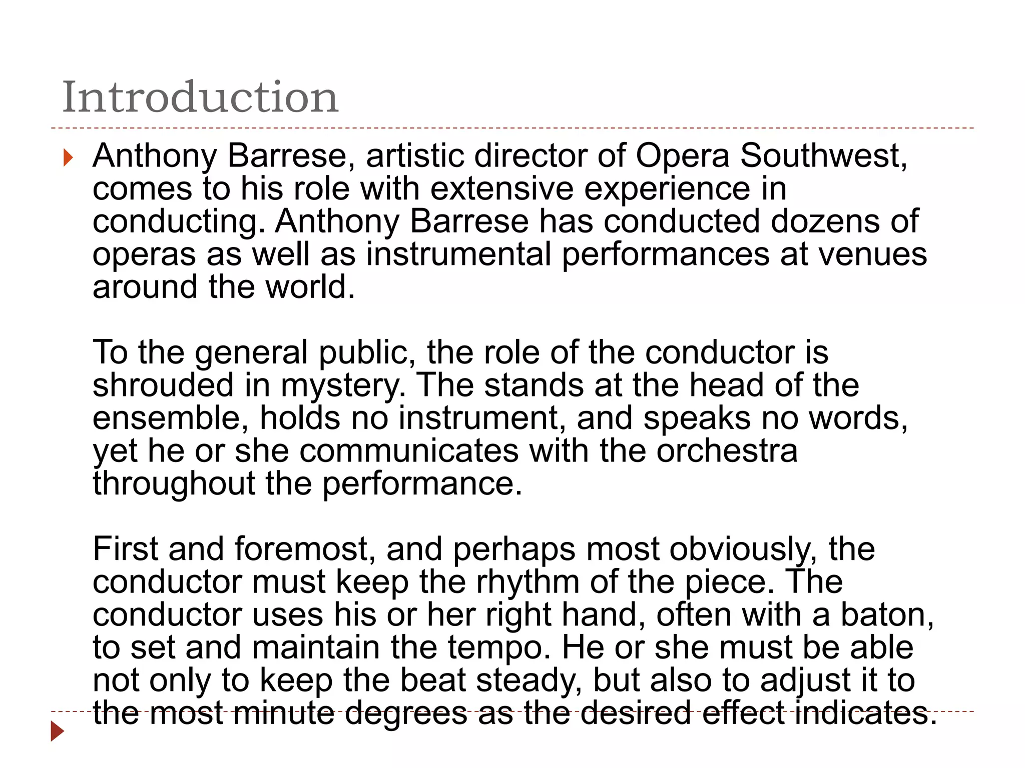 Role of the Orchestra Conductor | PPTX | Classical Music | Music