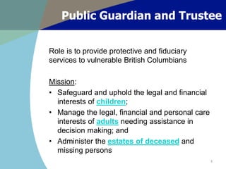 Role of the Public Guardian and Trustee | PPTX