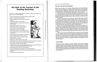 Role of the teacher in a reading workshop