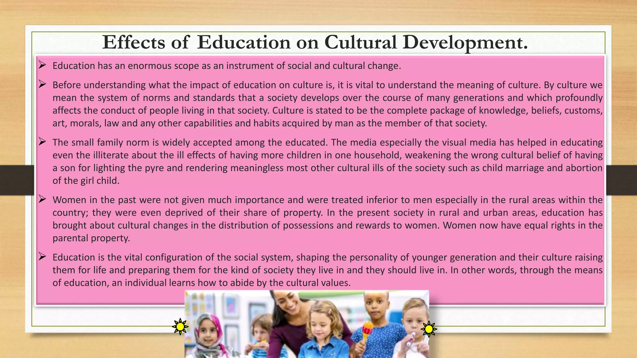 Role of the teachers and effects of education on cultural development ...