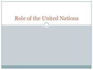 Role of the United Nations
 