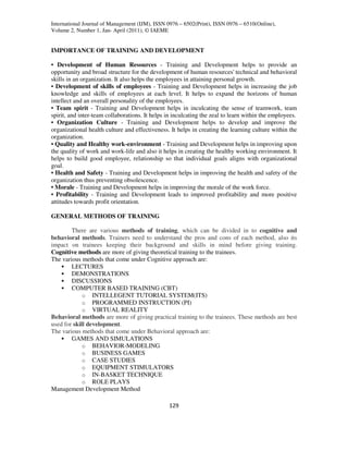 Role of training and development in promoting the growth of hospitality ...