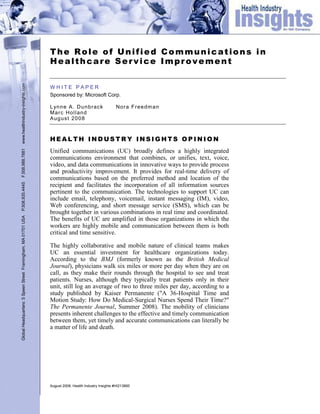 The Role of Unified Communications in
                                                               Healthcare Service Im...