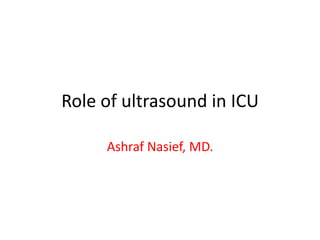 Role of ultrasound in ICU
Ashraf Nasief, MD.
 