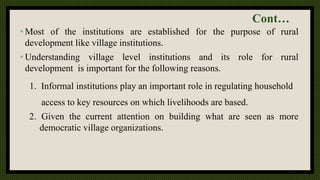 Role of village instituation in rural development | PPTX