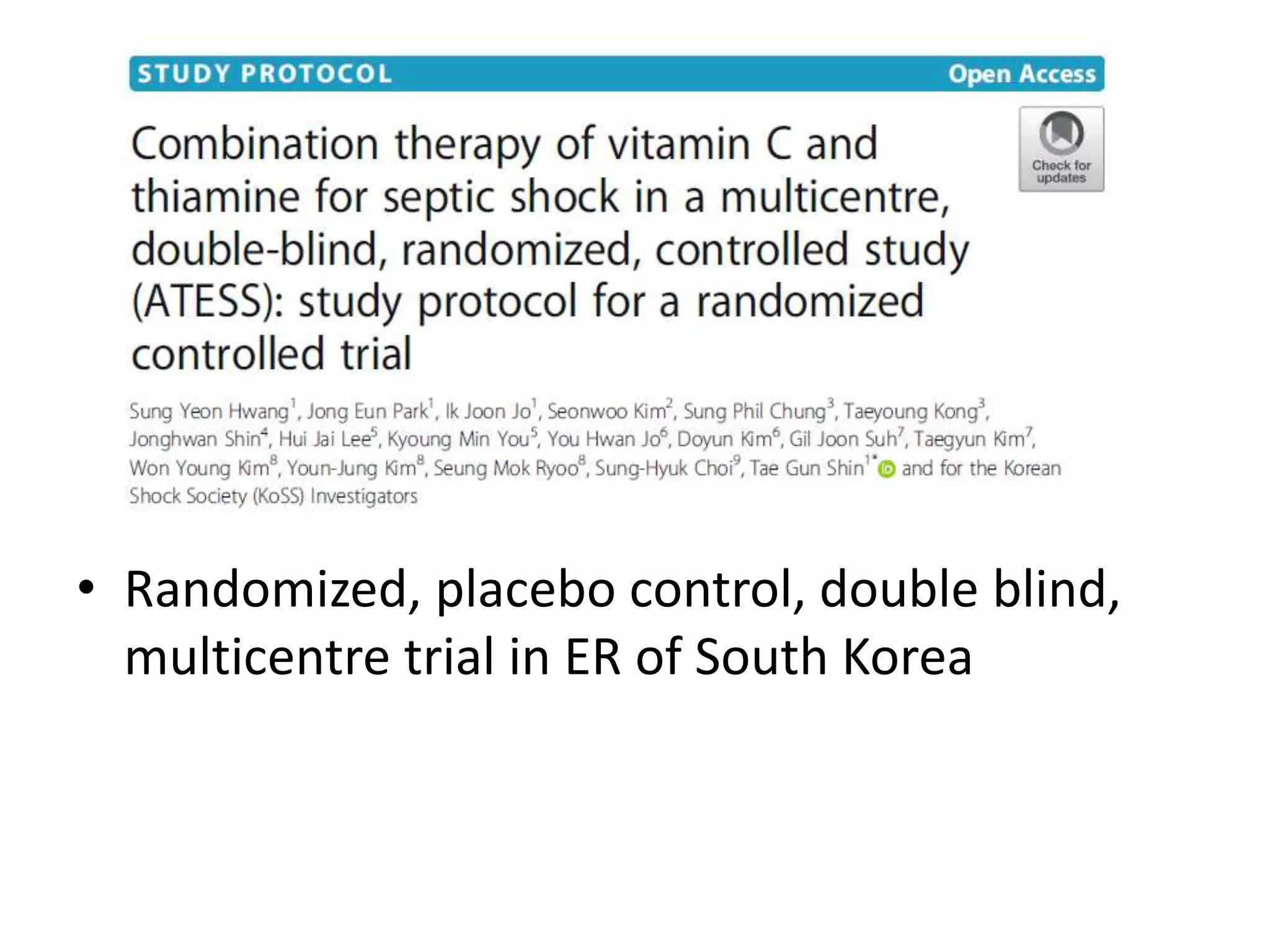 Role of vitamin c and thiamine in sepsis | PPTX | Blood Disorders ...