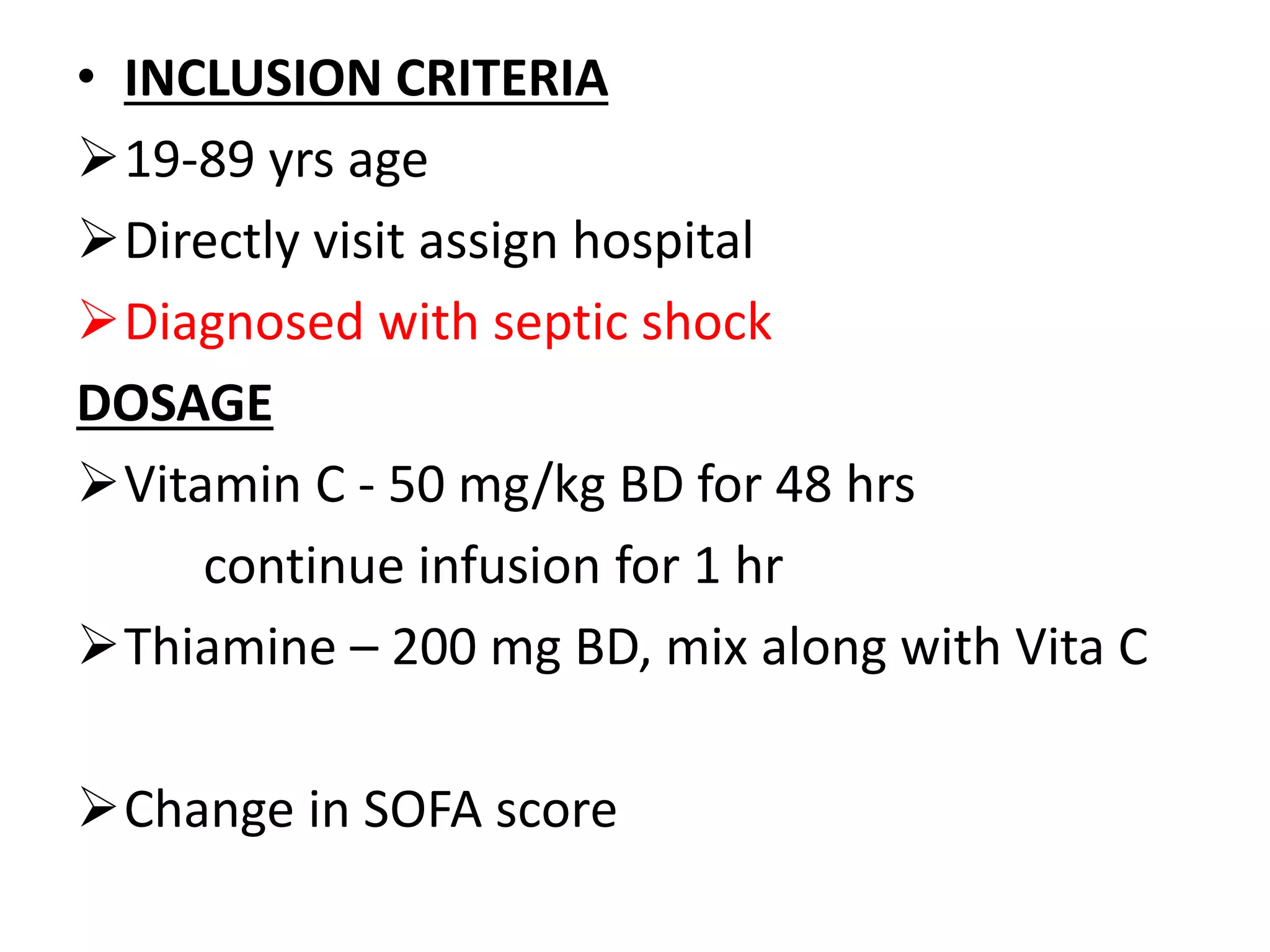 Role of vitamin c and thiamine in sepsis | PPTX | Blood Disorders ...