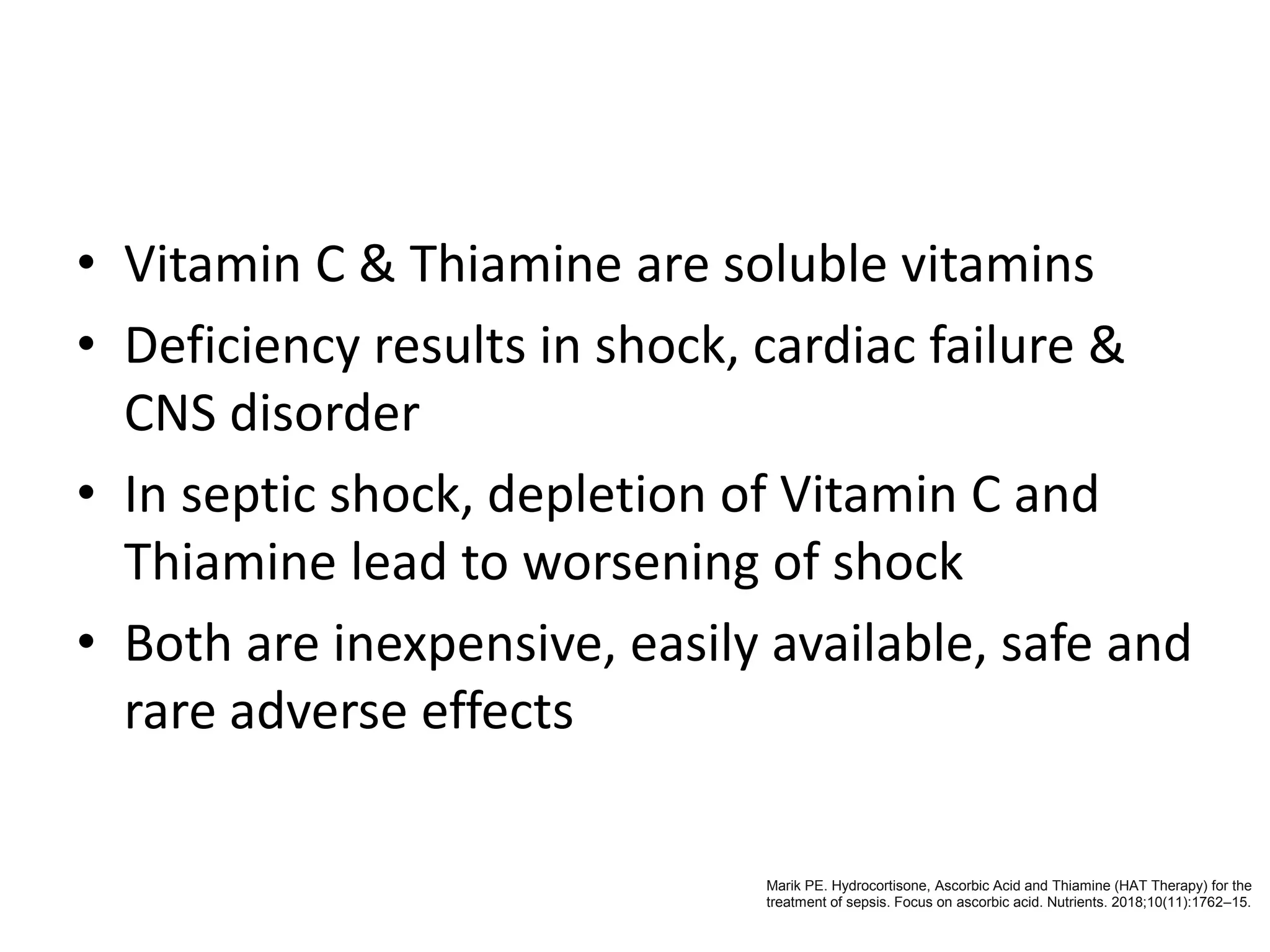 Role of vitamin c and thiamine in sepsis | PPTX | Blood Disorders ...