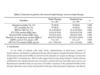 Role of vitamin c and thiamine in sepsis | PPTX