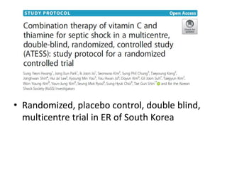 Role of vitamin c and thiamine in sepsis | PPTX