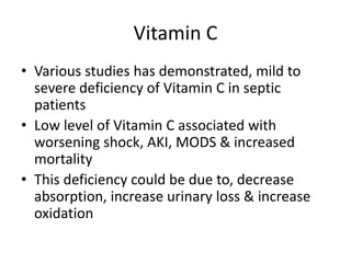 Role of vitamin c and thiamine in sepsis | PPTX
