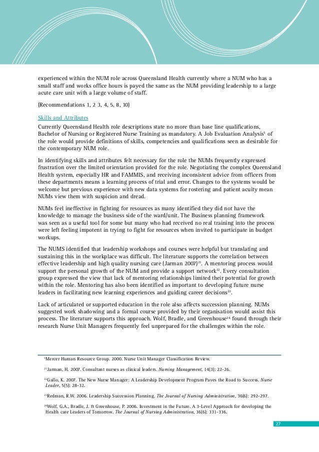 nurse manager or nurse administrator job description
