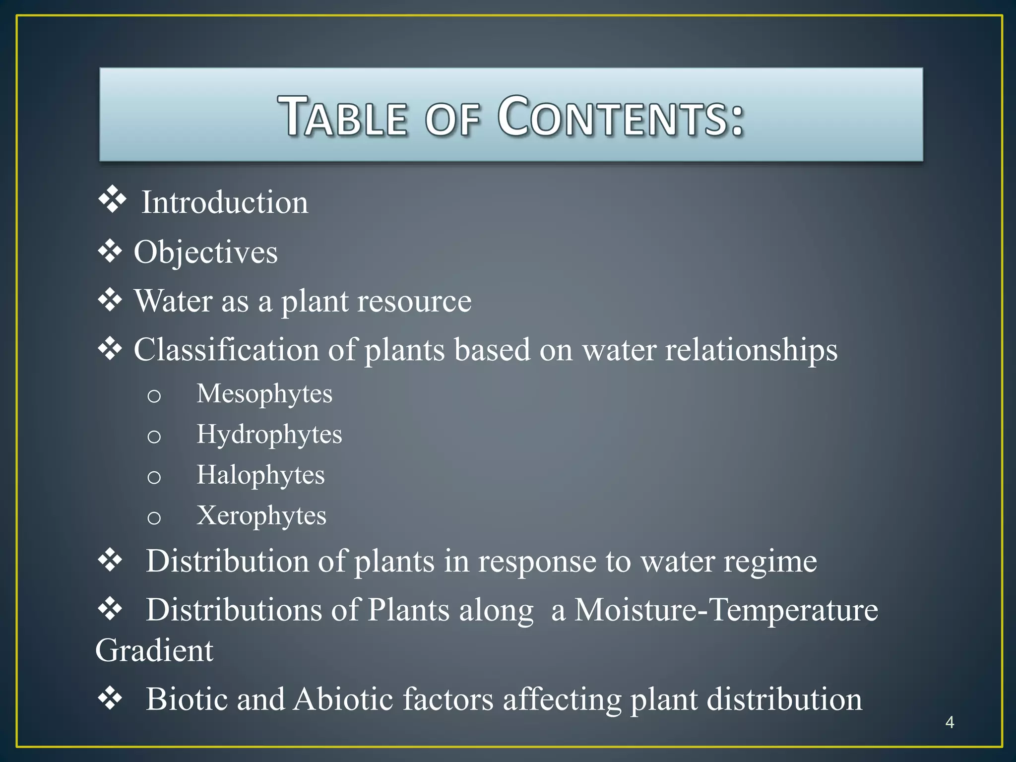 Role of water in Distribution of plants | PPTX