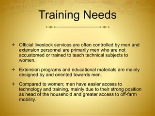 Role of women in livestock management, their constraints and training ...