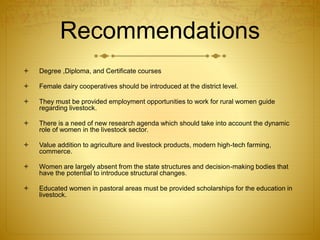 Role of women in livestock management, their constraints and training ...