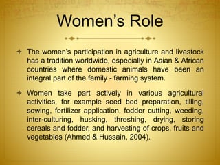 Role of women in livestock management, their constraints and training ...