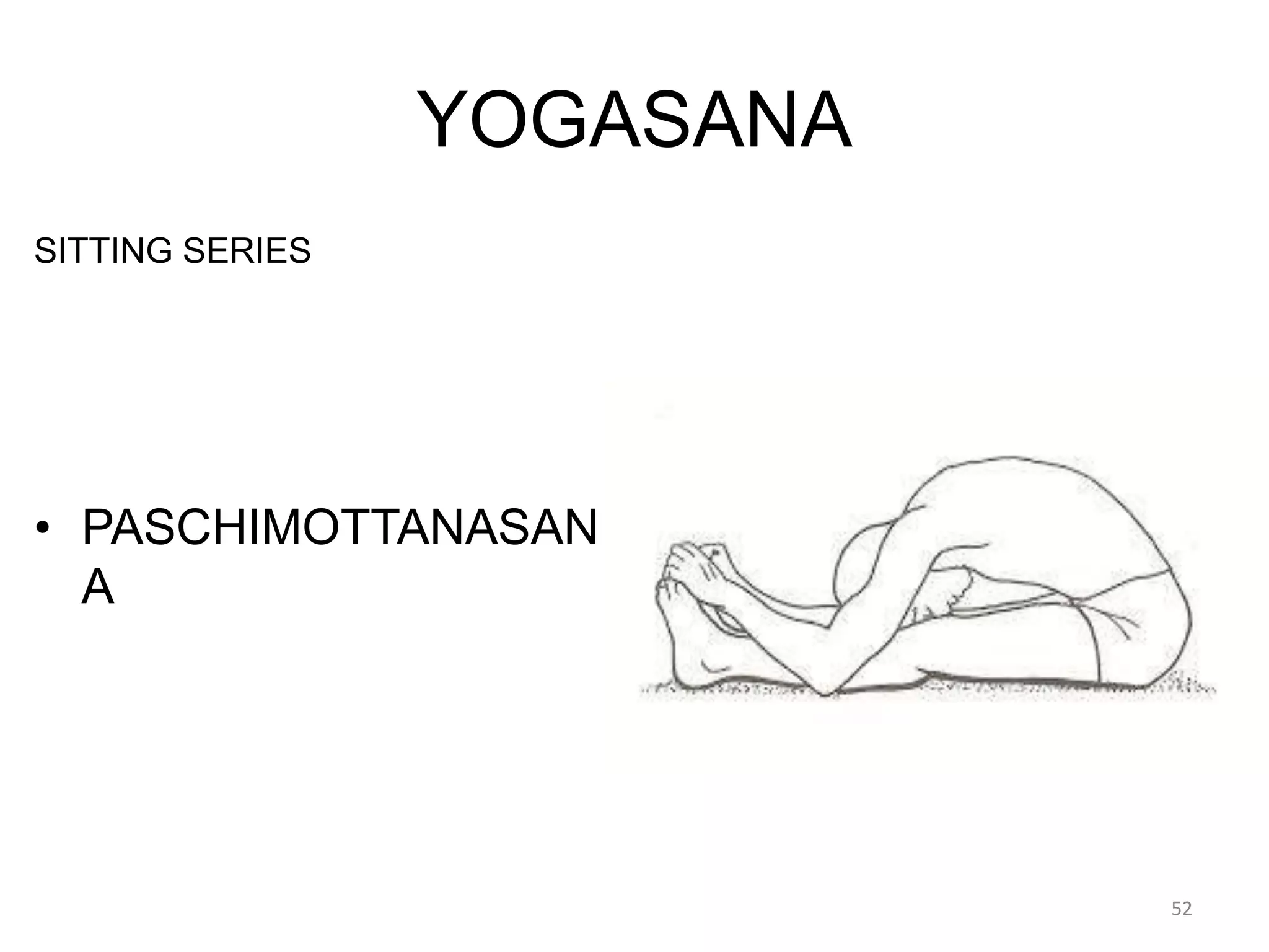 YOGASANA
SITTING SERIES
• PASCHIMOTTANASAN
A
52
 