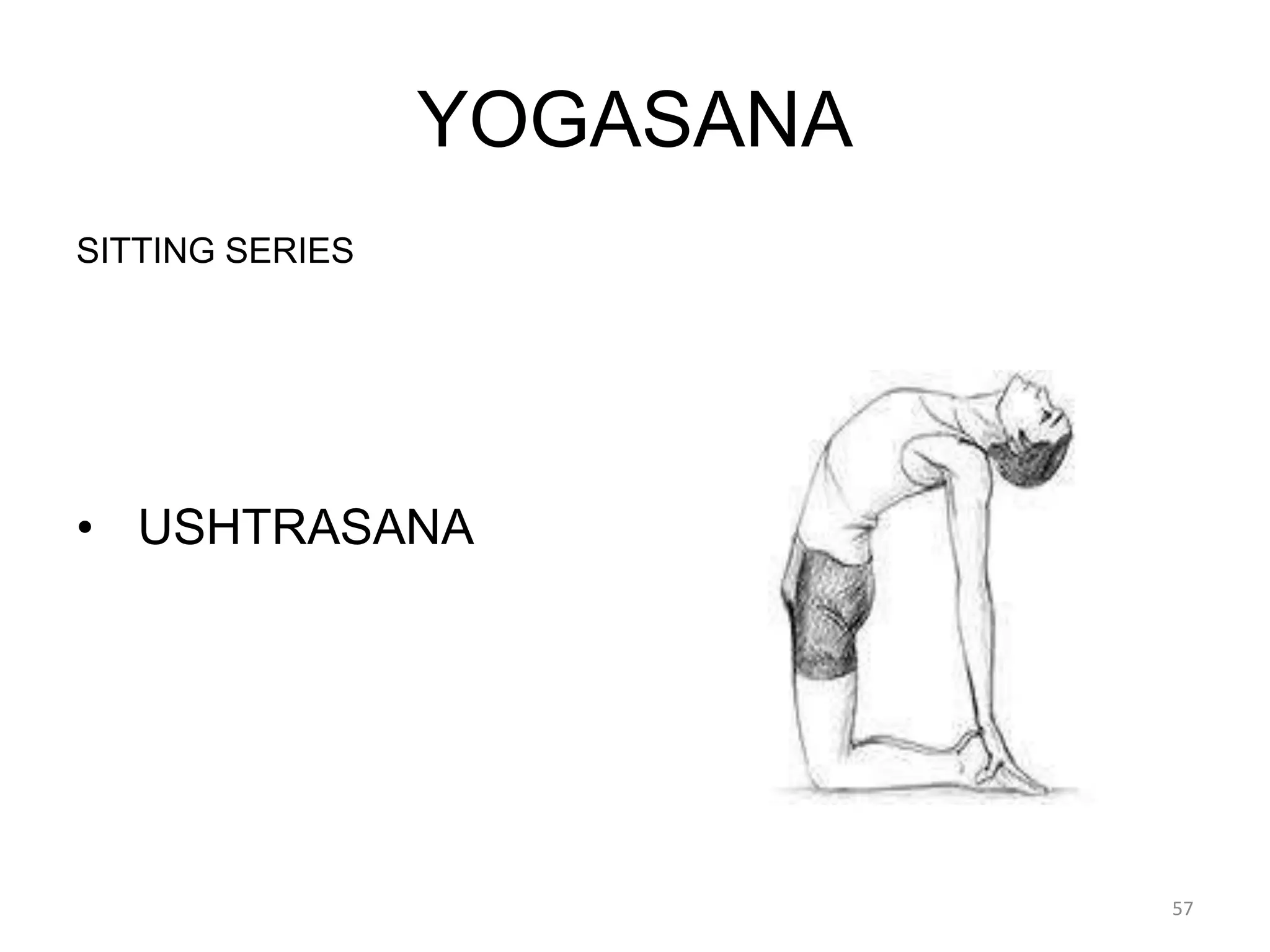 YOGASANA
SITTING SERIES
• USHTRASANA
57
 