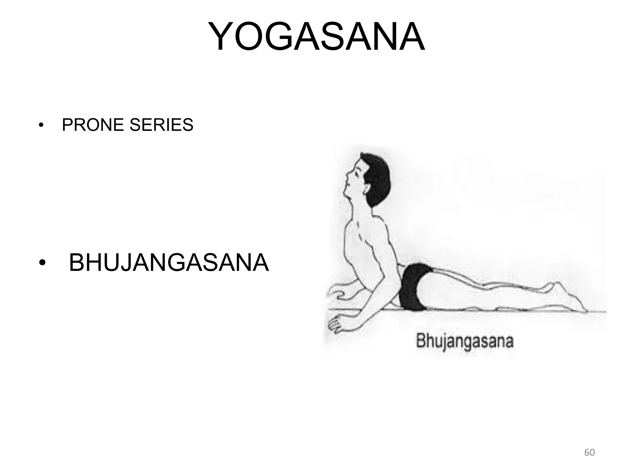 YOGASANA
• PRONE SERIES
• BHUJANGASANA
60
 