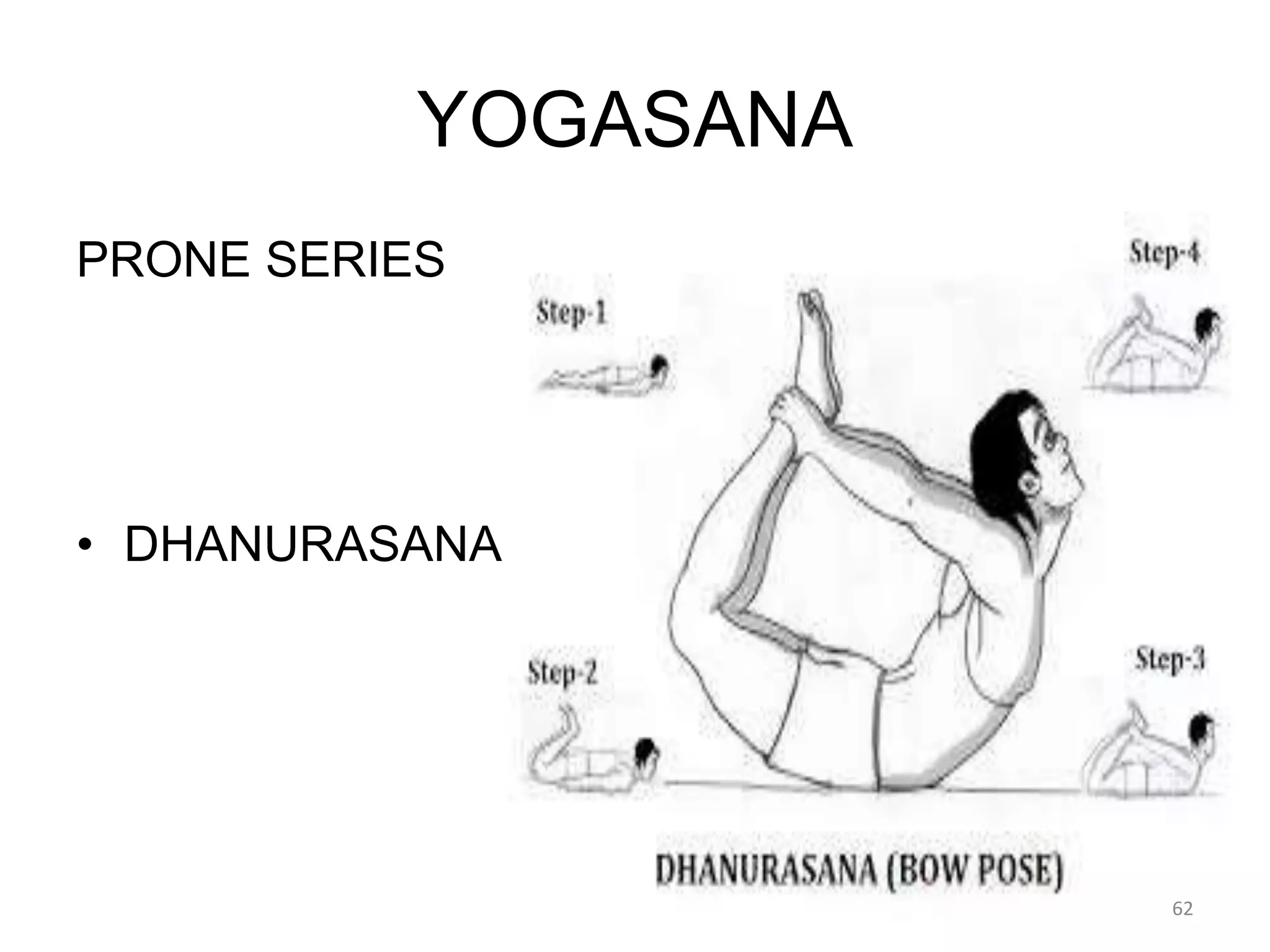 YOGASANA
PRONE SERIES
• DHANURASANA
62
 