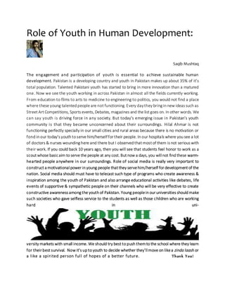 Role of youth in human development | DOCX