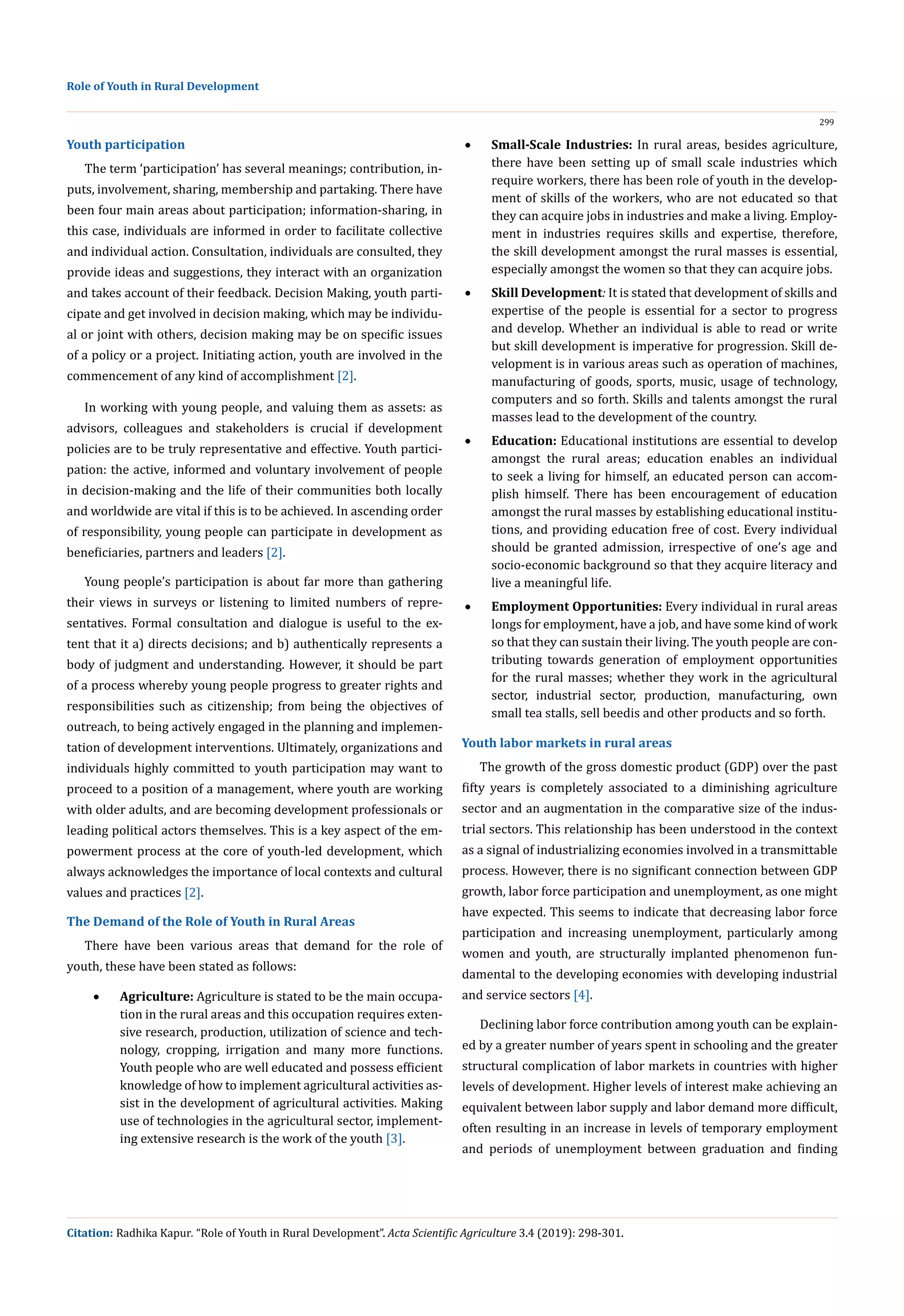 Role of youth in rural development | PDF