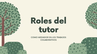 Roles del
tutor
COMO MEDIADOR EN LOS TRABAJOS
COLABORATIVOS
 