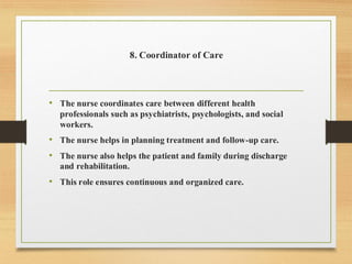 Therapeutic Roles of a Psychiatric Mental Health Nurse | PDF