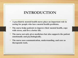 Therapeutic Roles of a Psychiatric Mental Health Nurse | PDF