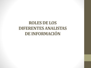 ROLES DE LOS
DIFERENTES ANALISTAS
DE INFORMACIÓN
 