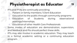 Roles and Characteristics of Physiotherapists | PPTX