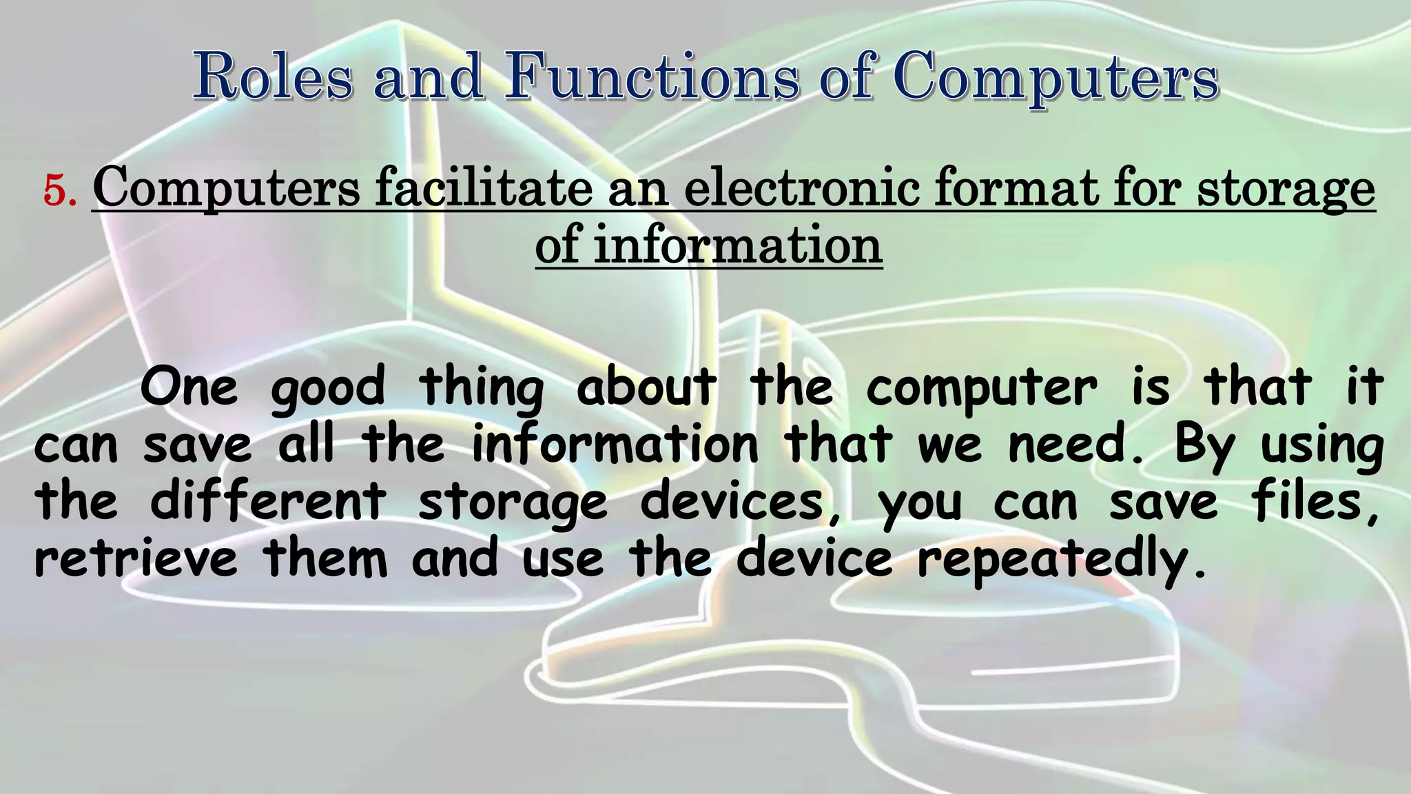 Roles and Functions of Computers | PPTX