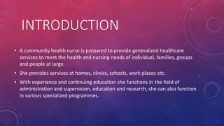 Roles and general functions of community health nurse | PDF