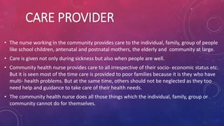 Roles and general functions of community health nurse | PDF