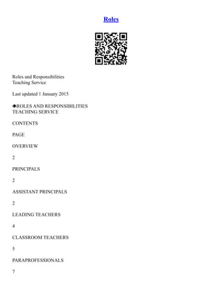 Roles And Responsibilities Of A Teacher | PDF