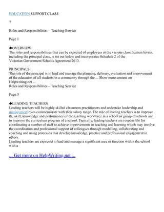 Roles And Responsibilities Of A Teacher | PDF