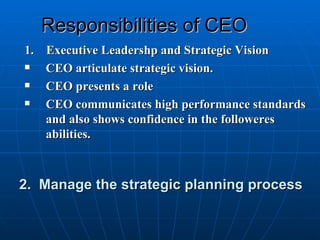 Roles And Responsibilities Of Ceo
