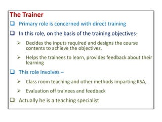 Roles And Responsibilities Of Trainers
